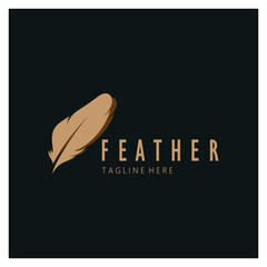 Fototapeta na wymiar Feather logo, feather pen logo, law firm feather logo vector simple design
