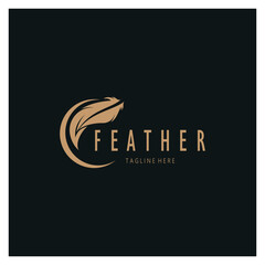Feather logo, feather pen logo, law firm feather logo vector simple design