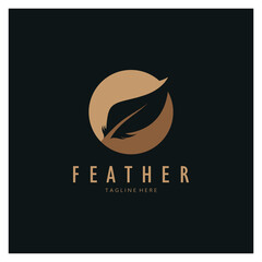 Feather logo, feather pen logo, law firm feather logo vector simple design