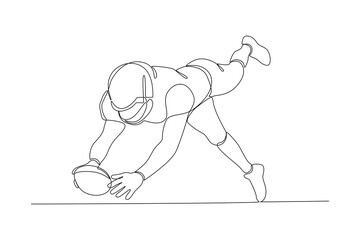 Continuous one line drawing Rugby players concept. Athletes playing with ball. Doodle vector illustration.