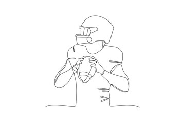 Continuous one line drawing Rugby players concept. Athletes playing with ball. Doodle vector illustration.
