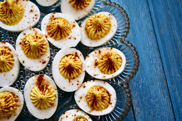 Deviled eggs top view
