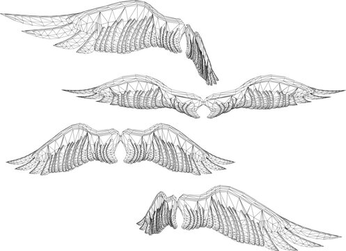 Vector sketch illustration of angel wings design for completeness of the image