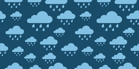 Seamless vector illustration with rain on Blue background