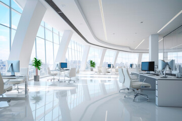 Natural beautiful lighting of white modern office in simple company for business. Business concept for work and meetings.
