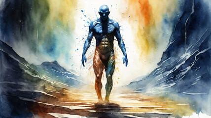 perfect gym body for gym advertisement, watercolor, huge sized image