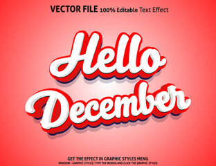 Hello December 3D editable text effect