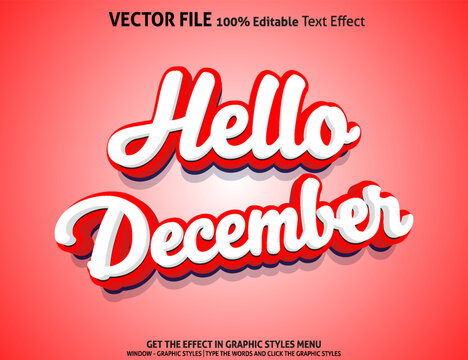 Hello December 3D editable text effect