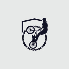 Cycling vector image.cycling bmx logo.biker jumping doing acrobatic tricks atraction ilustration.