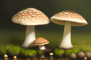 A forest brown mushroom in a natural background . High quality photo