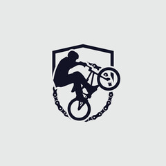 Cycling vector image.cycling bmx logo.biker jumping doing acrobatic tricks atraction ilustration.