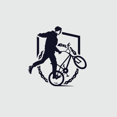 Cycling vector image.cycling bmx logo.biker jumping doing acrobatic tricks atraction ilustration.