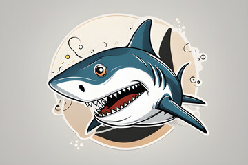 illustration of angry blue shark logo character mascot icon funny cartoon vector style for banner label icon poster design