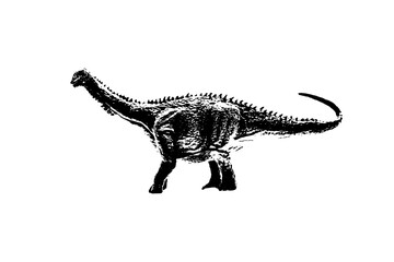 black dinosaur silhouette isolated on white background, model of dinosaurs toys © sutichak
