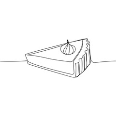 Continuous one line drawing of cake. Concept for cafe, bakery, restaurant. Simple vector illustration