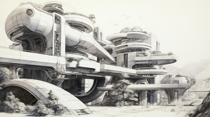 Futuristic sketch of houses