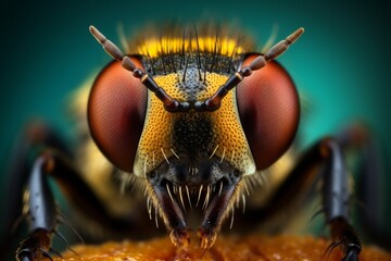 Generative AI : The extreme close up of flies.macro.insect