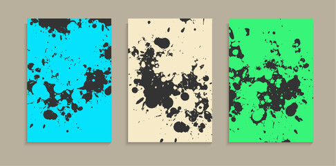 Abstract Black Ink Grunge In Bright Color Background A4 Template