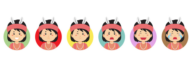 Central Kalimantan Avatar with Various Expression