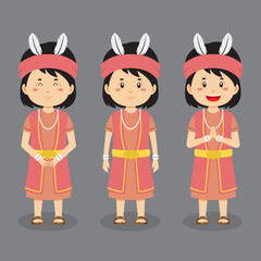 Central Kalimantan Indonesian Character with Various Expression