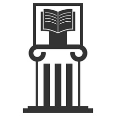 Vector illustration of book museum icon in dark color and transparent background(PNG).