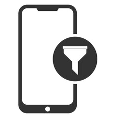 Vector illustration of smartphone filter icon in dark color and transparent background(PNG).