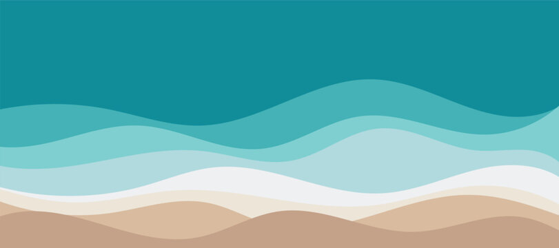 Sea waves layer vector background illustration. Sea beach vector illustration.