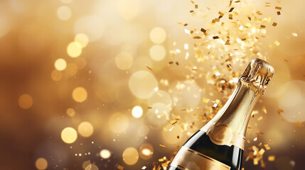 Champagne Celebration Sparkling Confetti Stars in Bokeh Brilliance