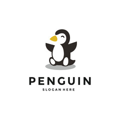 penguin cute logo vector