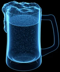3D Beer Mug Glass Hologram Isolated on Black Background © evilwata
