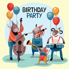 Cute Whimsical Music Forest Animal Birthday Party