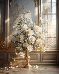 An elegant white rose vase is perfect for floral decor.
