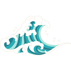 oriental sea wave flat outline design for decorative,printing,tattoo,element,etc