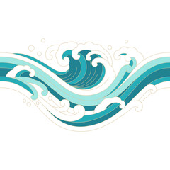 Fototapeta na wymiar oriental sea wave flat outline design for decorative,printing,tattoo,element,etc