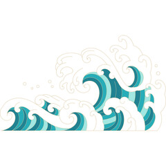 japan ocean wave flat outline design for decorative,printing,tattoo,element,etc