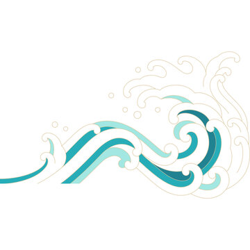 japan ocean wave flat outline design for decorative,printing,tattoo,element,etc