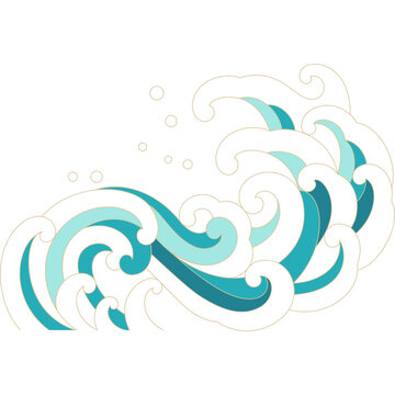 japan ocean wave flat outline design for decorative,printing,tattoo,element,etc