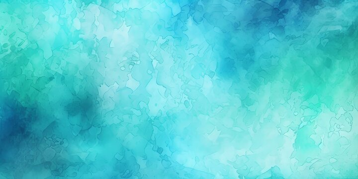 Teal and blue abstract sponge paint watercolor background wallpaper. Aqua color texture, Generative AI 
