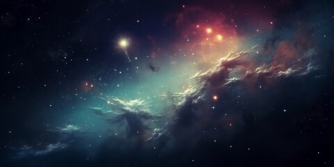 Obraz na płótnie Canvas Universe, galaxy, space background. Nebula, planets, starts, suns, and planets colorful wallpaper. Science, astronomy telescope view, Generative AI 