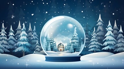 christmas background with snow globe