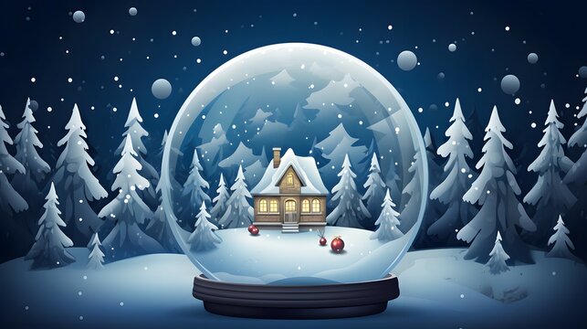 christmas background with snow globe