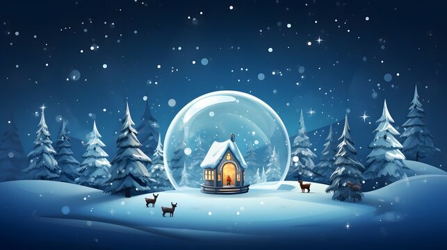 christmas background with snow globe