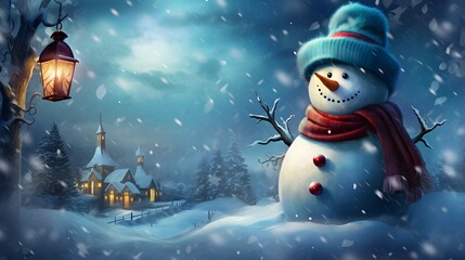 Obraz premium snowman in the christmas snow