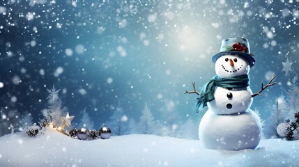 Obraz premium snowman in the christmas snow