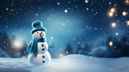 snowman in the christmas snow