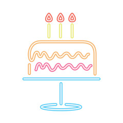 party birthday cake neon illustration
