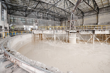 Sludge preparation pool for gas silica blocks at factory