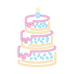 neon cake birthday party