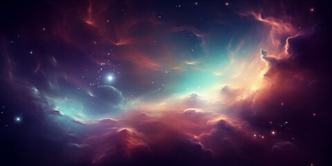 Obraz na płótnie Canvas Colorful space galaxy cloud nebula. Stary night cosmos. Universe science astronomy. Supernova background wallpaper, Generative AI 