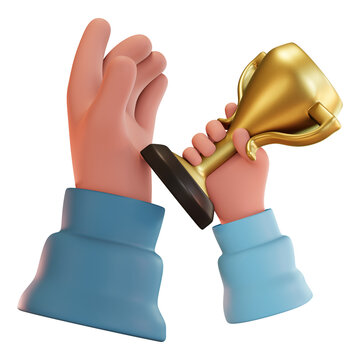 Happy Father's Day. Illustration of Father and Son Hands Holding a Thropy
